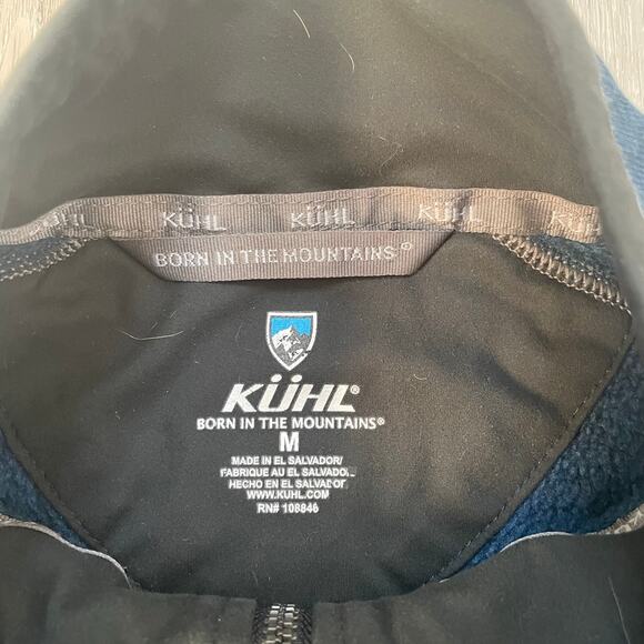 Kuhl Born in the Mountains Blue Gray Quarter Zip Sweater Men’s Size Medium - Picture 6 of 8